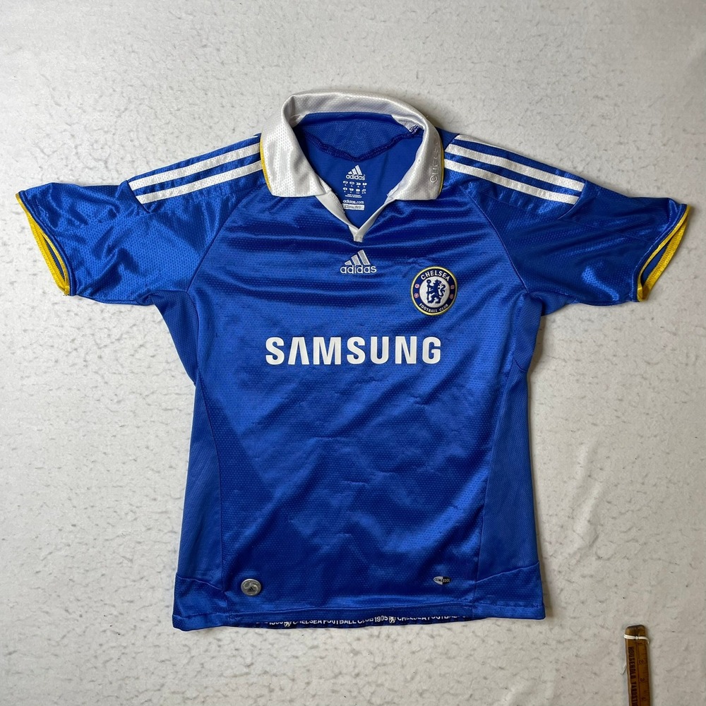 Adidas Chelsea FC Soccer Jersey Boys XL Blue Samsung ClimaCool Short Sleeve Home